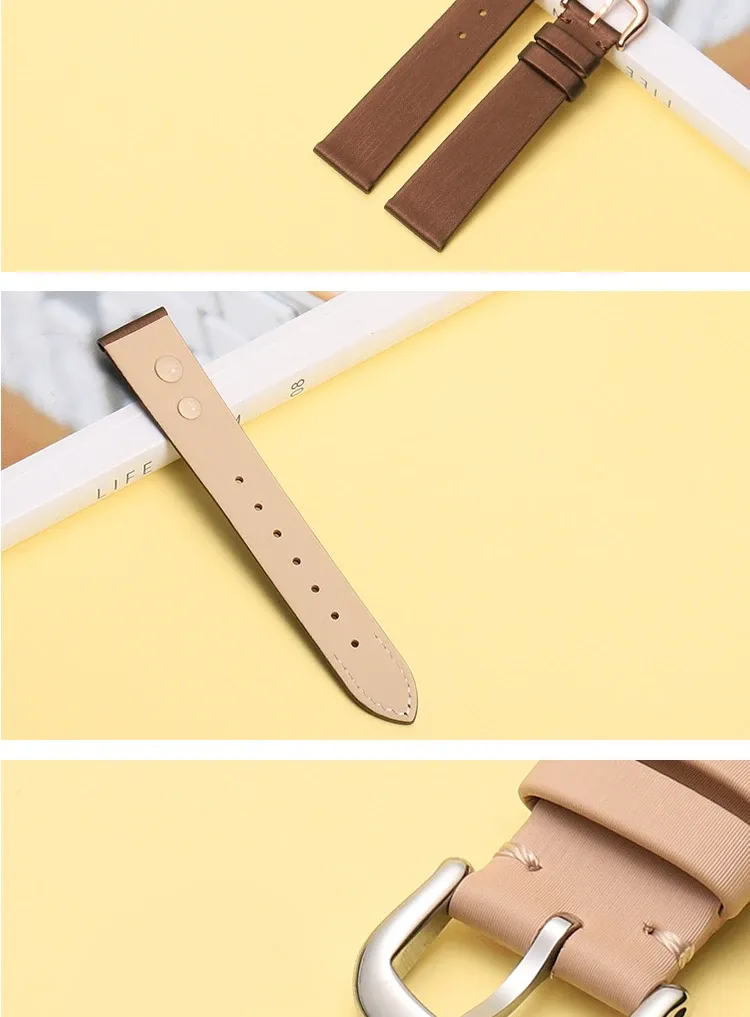 Bracelet soie cuir 16 mm interface plate universel