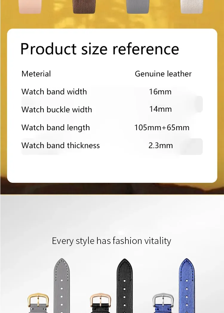 Bracelet soie cuir 16 mm interface plate universel