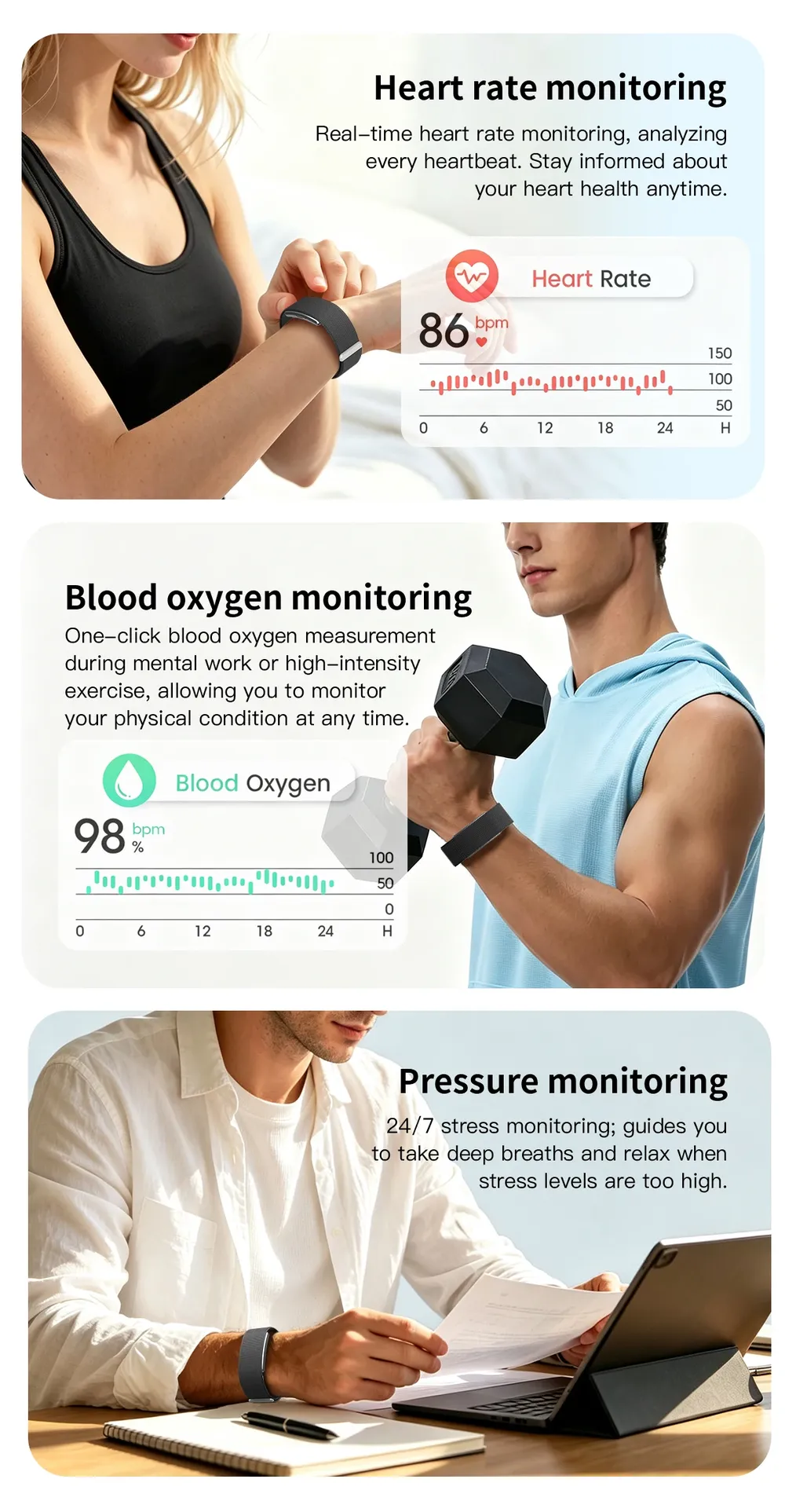 Bracelet sport connecté suivi sommeil stress