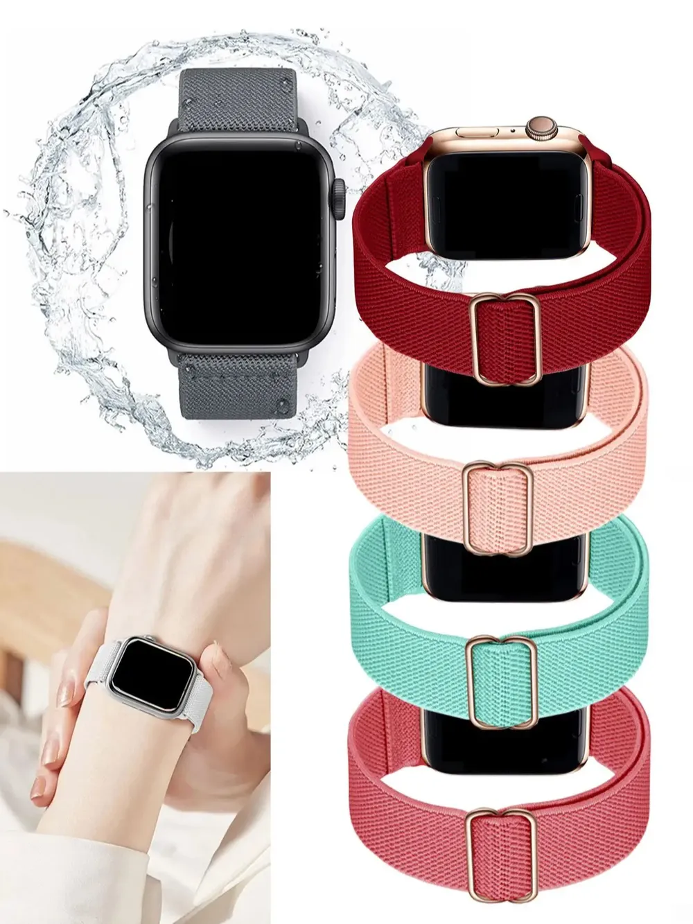 Bracelet sport nylon élastique pour Apple, Samsung, Huawei