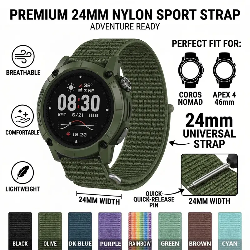 Bracelet sport nylon pour montre 24 mm