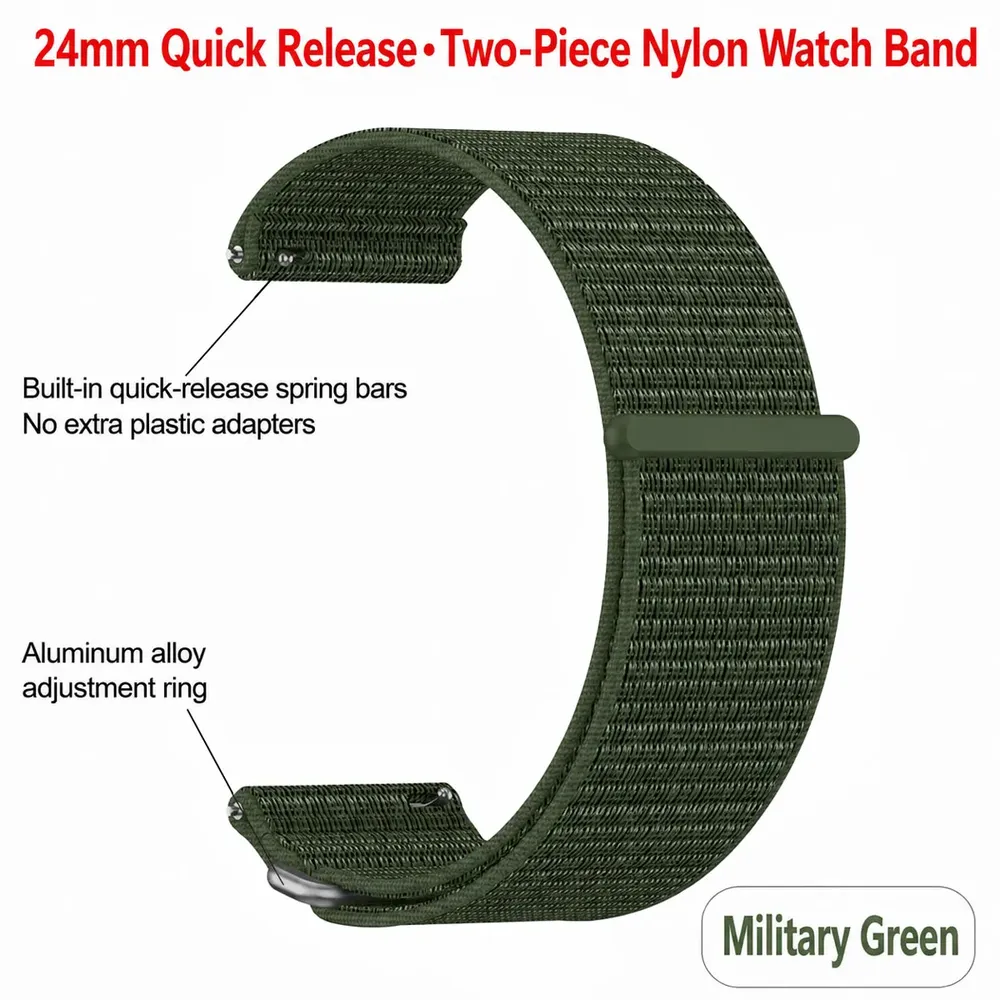 Bracelet sport nylon pour montre 24 mm