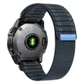Bracelet sport nylon QuickFit 22 à 26 mm pour Garmin – Couleur du bracelet bleu foncé