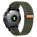 Bracelet sport nylon QuickFit 22 à 26 mm pour Garmin – Couleur du bracelet Vert armée