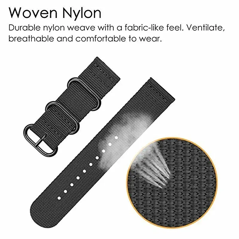 Bracelet sport nylon tissé 18 à 24 mm