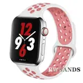 Bracelet sport respirant pour Apple Watch 38 à 49 mm – Couleur du bracelet 13 White with pink