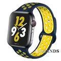 Bracelet sport respirant pour Apple Watch 38 à 49 mm – Couleur du bracelet 35 dark blue yellow