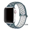 Bracelet sport respirant pour Apple Watch 38 à 49 mm – Couleur du bracelet 44 Leaf Green Silver