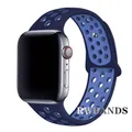 Bracelet sport respirant pour Apple Watch 38 à 49 mm – Couleur du bracelet 45 navy ble lght ble