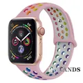 Bracelet sport respirant pour Apple Watch 38 à 49 mm – Couleur du bracelet Q2pink colorful