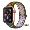 Bracelet sport respirant pour Apple Watch 38 à 49 mm – Couleur du bracelet Q7 Army gren colrful