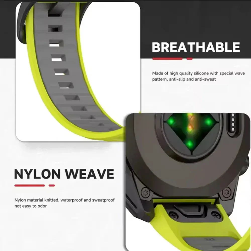Bracelet sport silicone 20 à 26 mm Quick Fit Garmin
