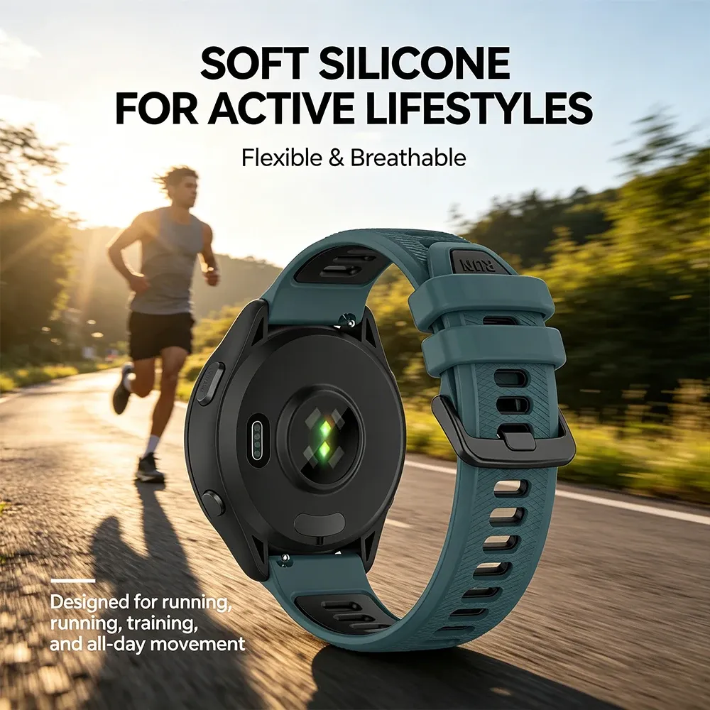 Bracelet sport silicone 20 et 22 mm Garmin Vivoactive