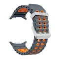Bracelet sport silicone marin pour Samsung Galaxy Watch Ultra – Couleur du bracelet S-Grey Orange