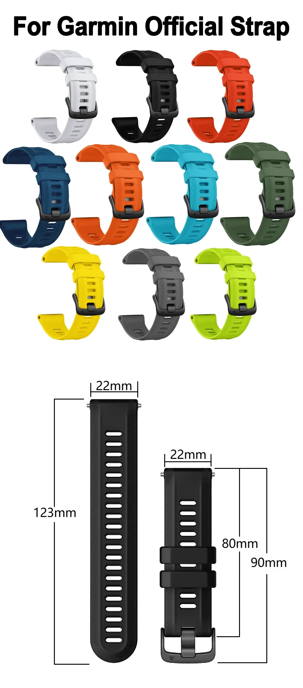 Bracelet sport silicone pour montre 22 mm