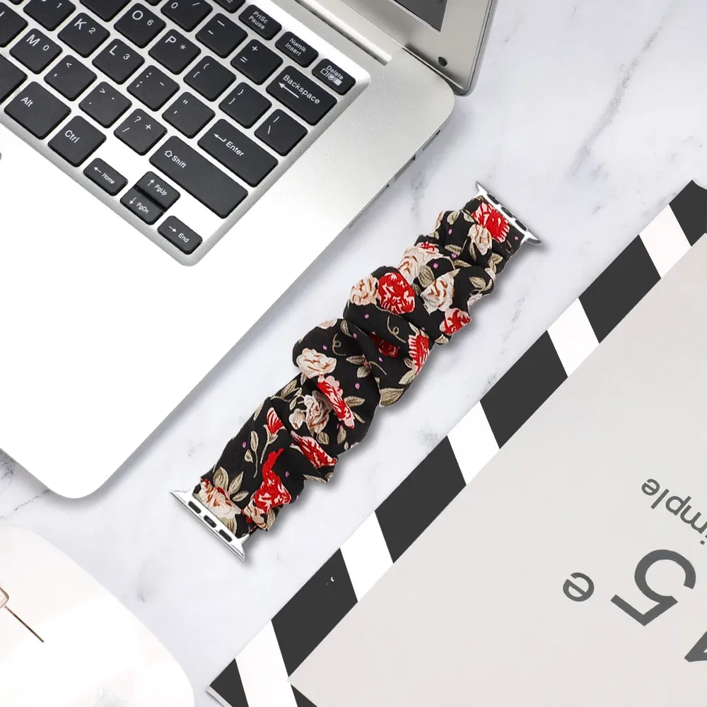 Bracelet tissu Scrunchy Apple Watch 40 à 49 mm