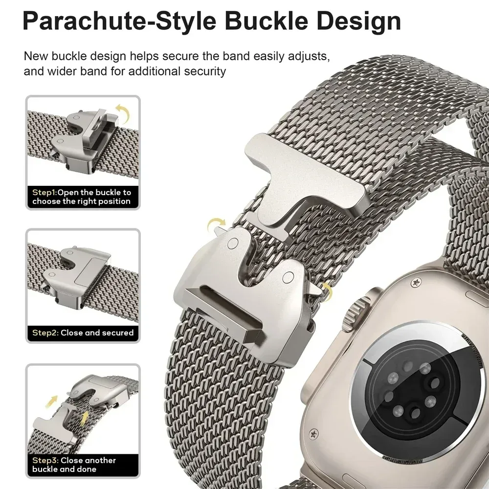 Bracelet titane Milanese 40 à 49 mm pour Apple Watch