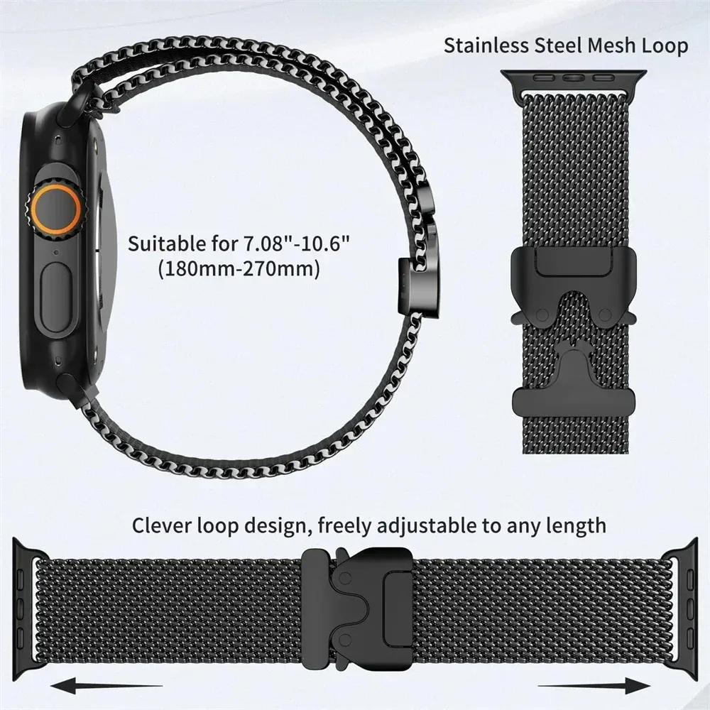 Bracelet titane Milanese 40 à 49 mm pour Apple Watch