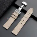Bracelet toile cuir 18 à 22 mm boucle papillon – Couleur du bracelet Beige Beige