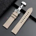 Bracelet toile cuir 18 à 22 mm boucle papillon – Couleur du bracelet Beige White