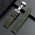 Bracelet toile cuir 18 à 22 mm boucle papillon – Couleur du bracelet Green Green