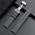 Bracelet toile cuir 18 à 22 mm boucle papillon – Couleur du bracelet Grey Grey