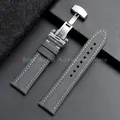 Bracelet toile cuir 18 à 22 mm boucle papillon – Couleur du bracelet Grey White