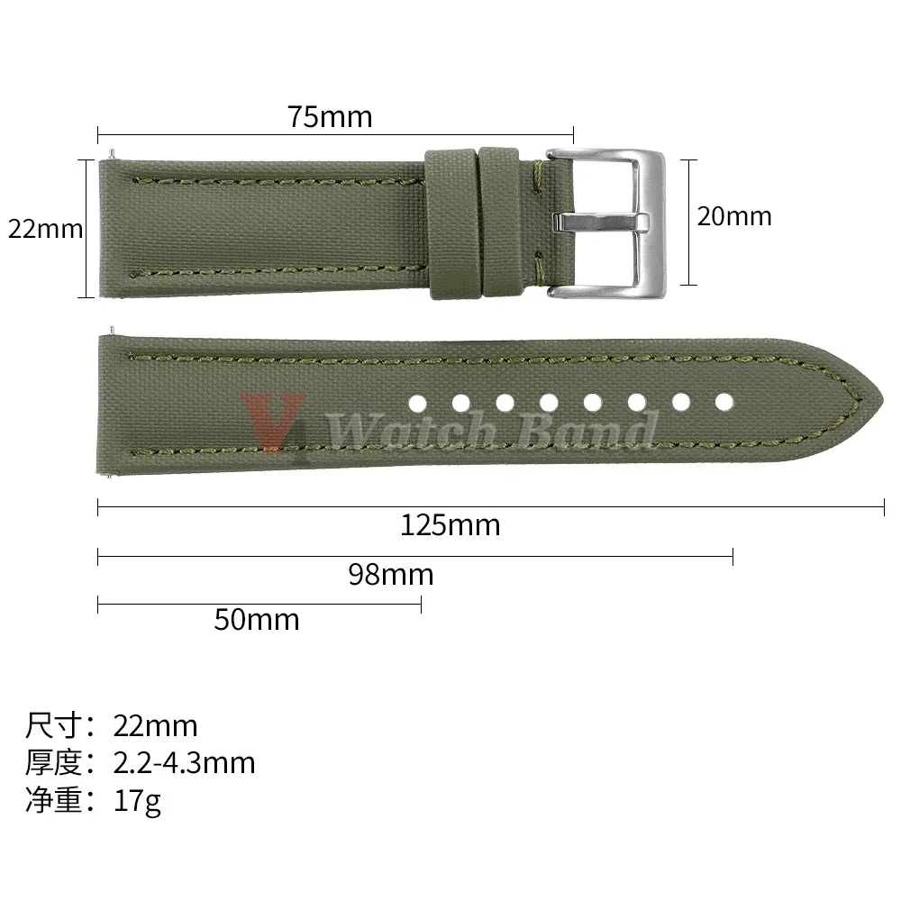 Bracelet toile voile 18 à 22 mm étanche rapide