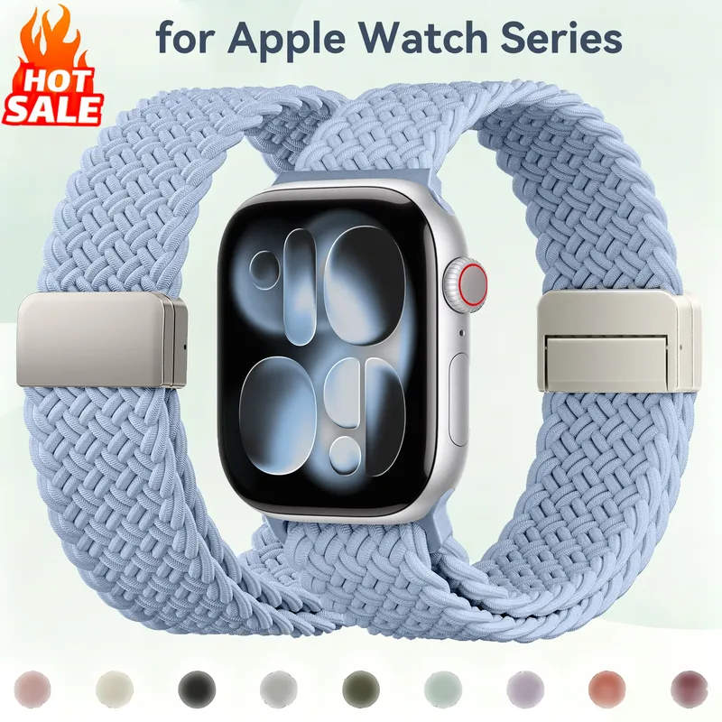 Bracelet tressé magnétique pour Apple Watch 38 à 49 mm