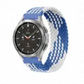 Bracelet tressé solo pour Samsung Galaxy Watch 44mm 20 à 22mm – Couleur du bracelet Blue and white