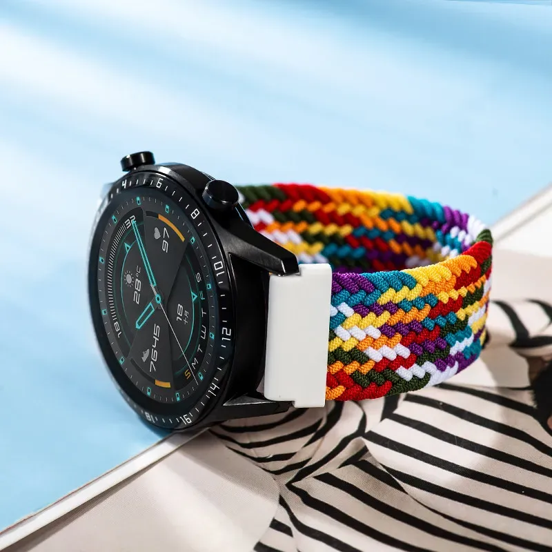 Bracelet tressé solo pour Samsung Galaxy Watch 44mm 20 à 22mm