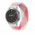 Bracelet tressé solo pour Samsung Galaxy Watch 44mm 20 à 22mm – Couleur du bracelet Pink and white