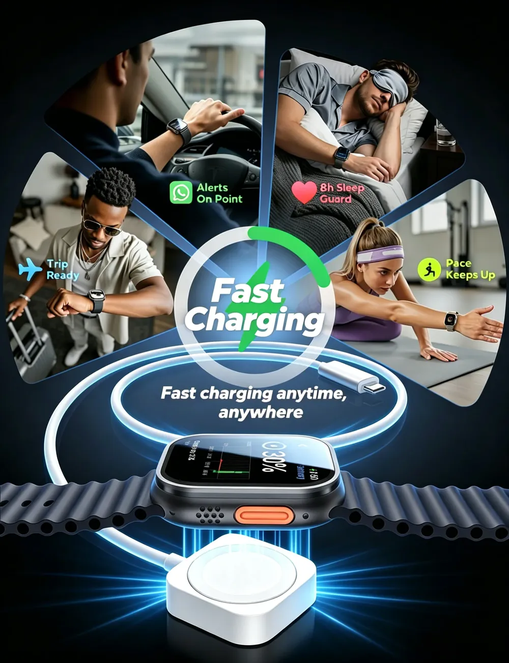 Chargeur magnétique USB Type-C pour Apple Watch Series
