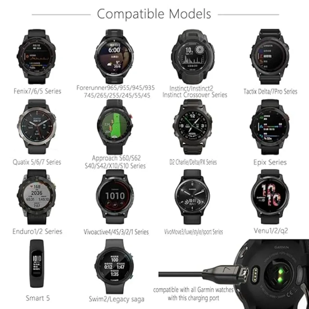 Chargeur USB-C pour Garmin Fenix 5 à 8 Pro