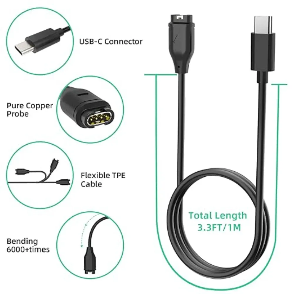 Chargeur USB-C pour Garmin Fenix 5 à 8 Pro