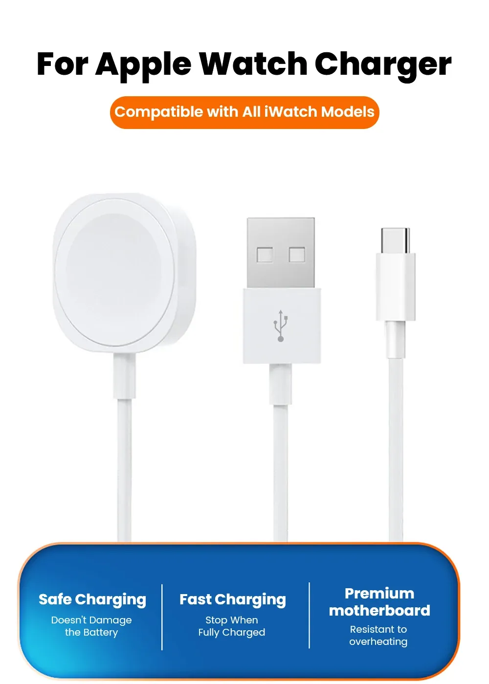 Chargeur USB Type-C pour Apple Watch 1 à 11