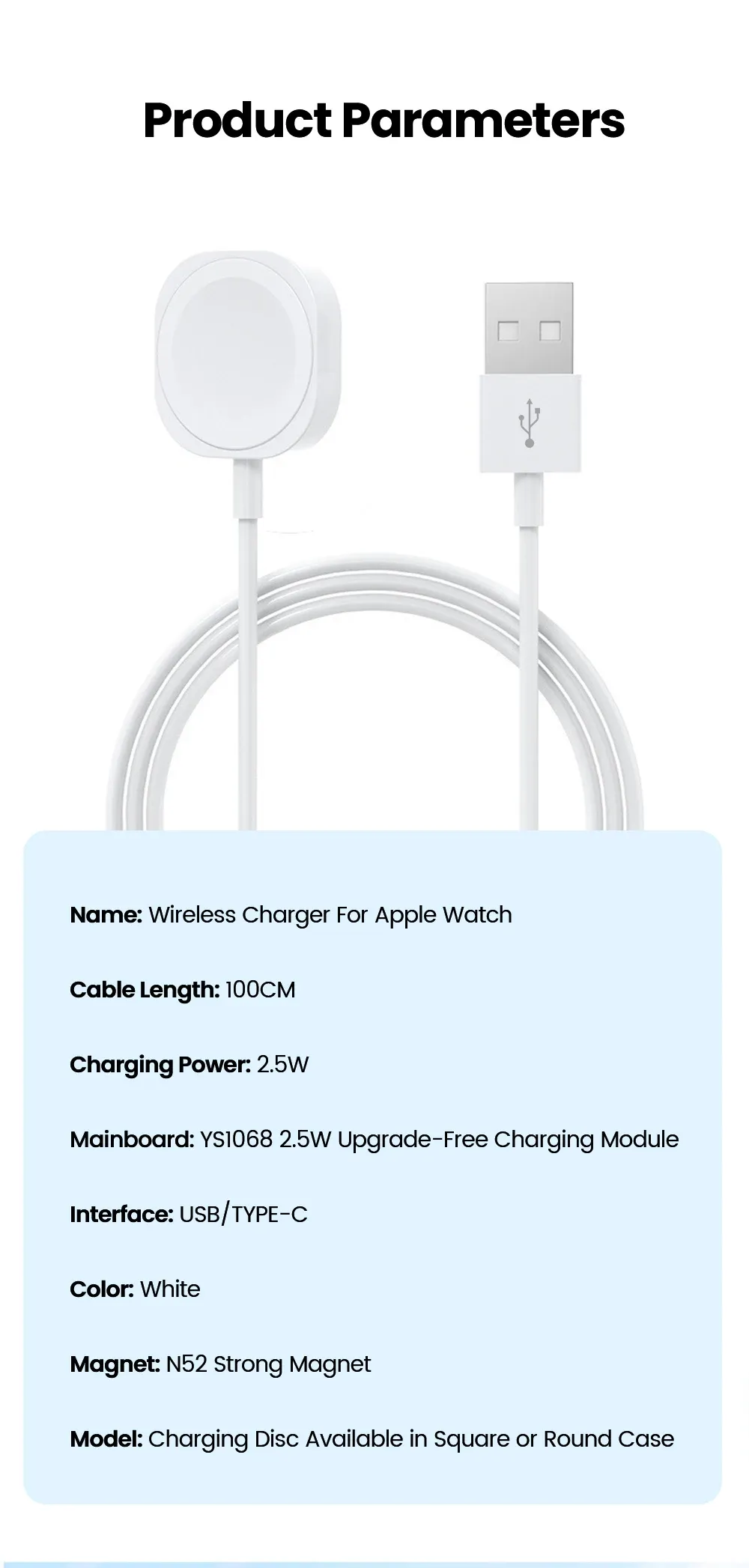 Chargeur USB Type-C pour Apple Watch 1 à 11