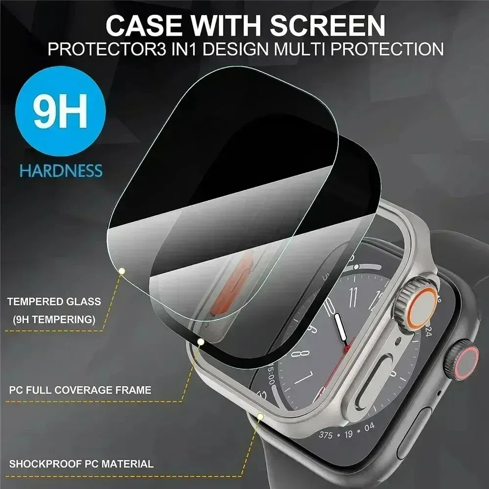 Coque + verre trempé pour Apple Watch Series 9/8/7/6/5/4 SE