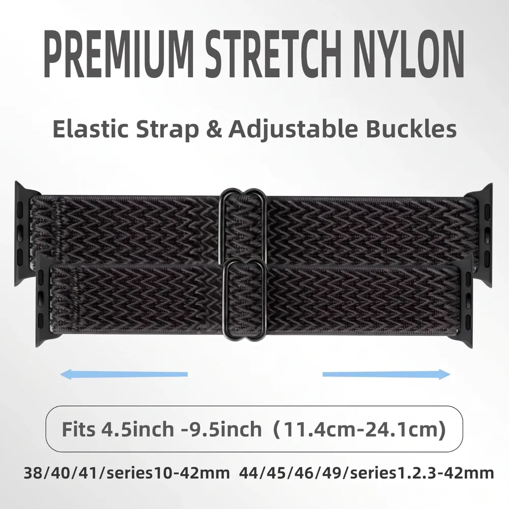 Lot de 3 bracelets nylon tressé 38 à 49 mm pour Apple Watch