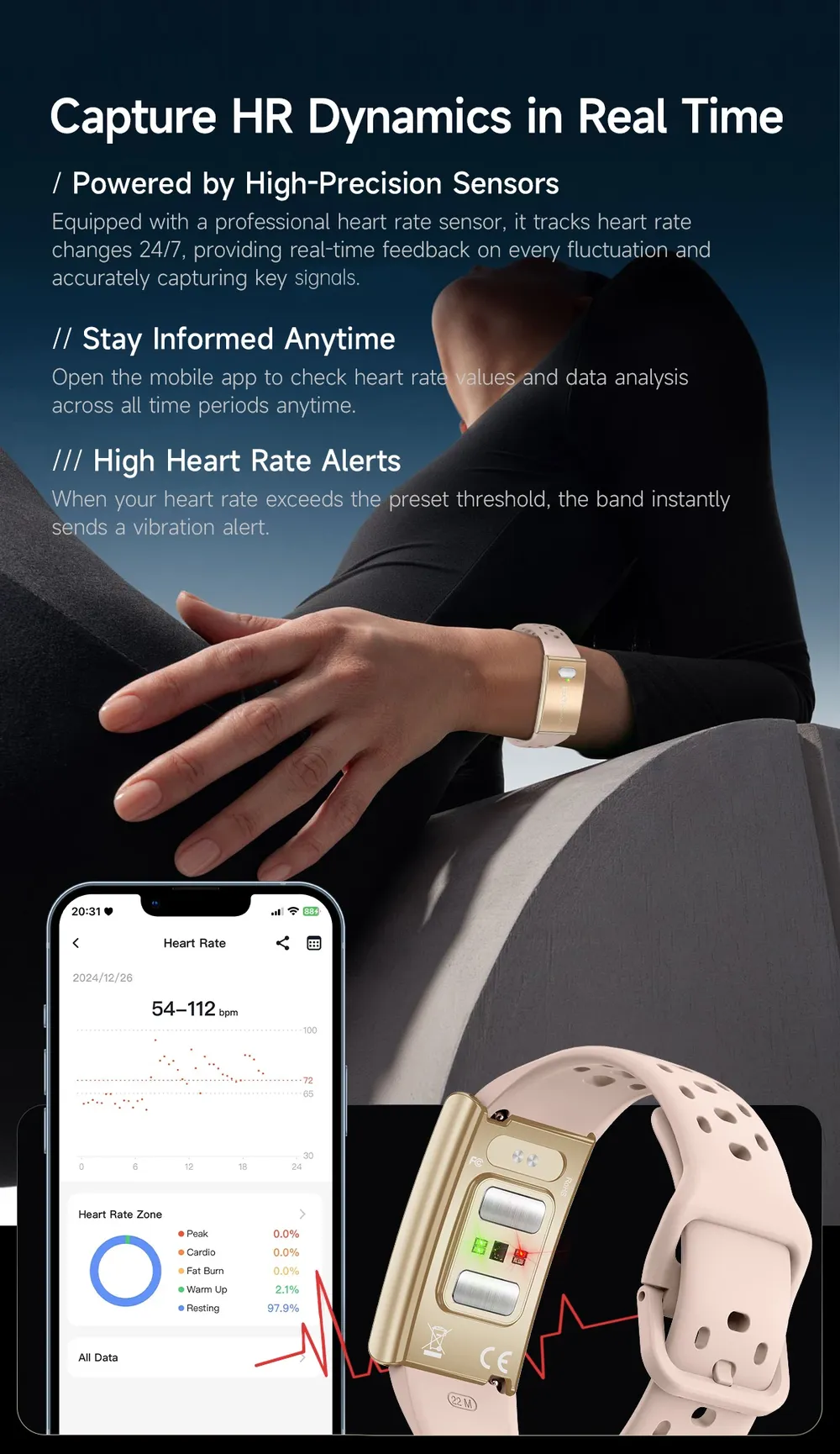 Montre connectée santé ECG PPG homme femme