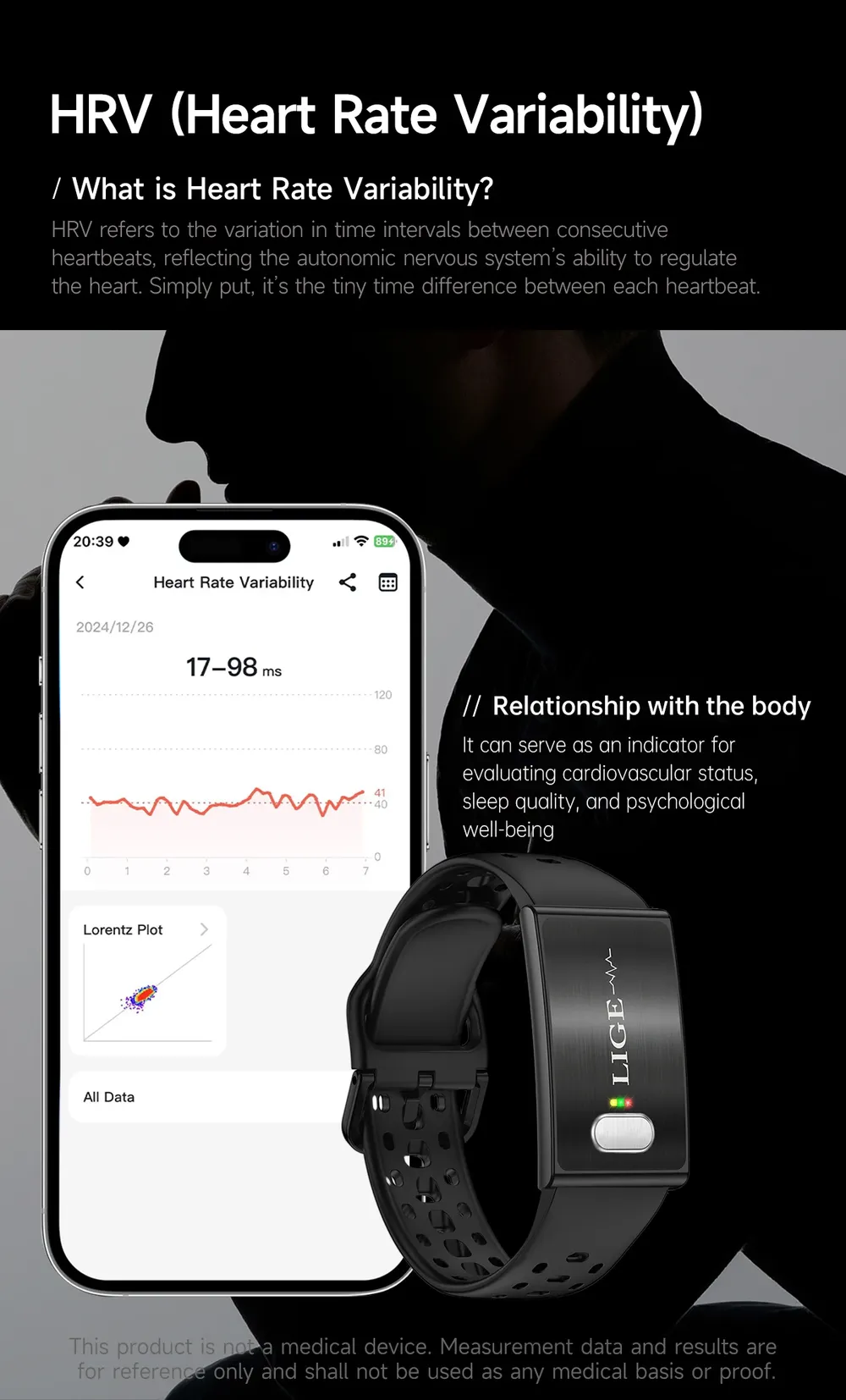 Montre connectée santé ECG PPG homme femme