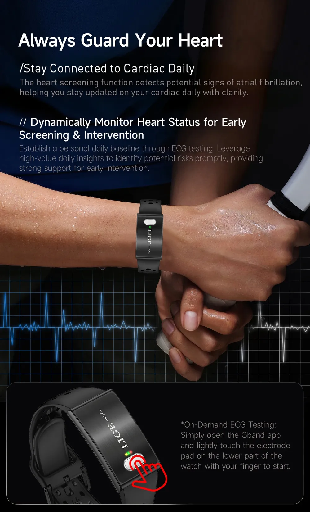 Montre connectée santé ECG PPG homme femme