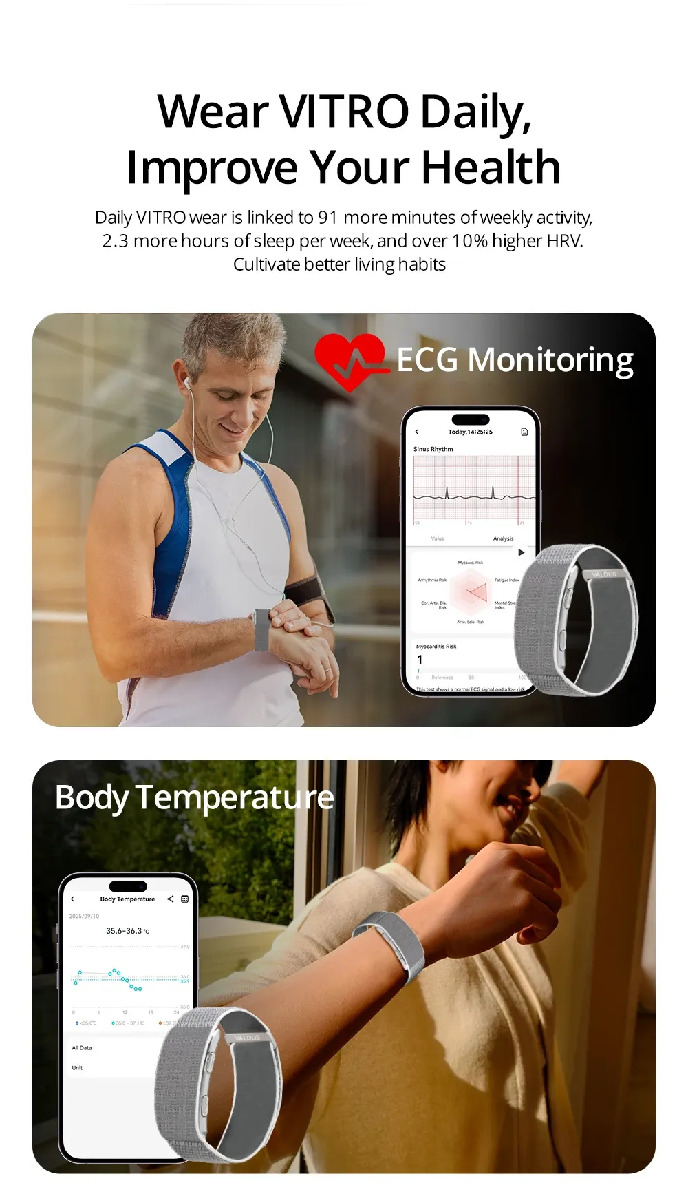 Montre connectée santé ECG sans écran