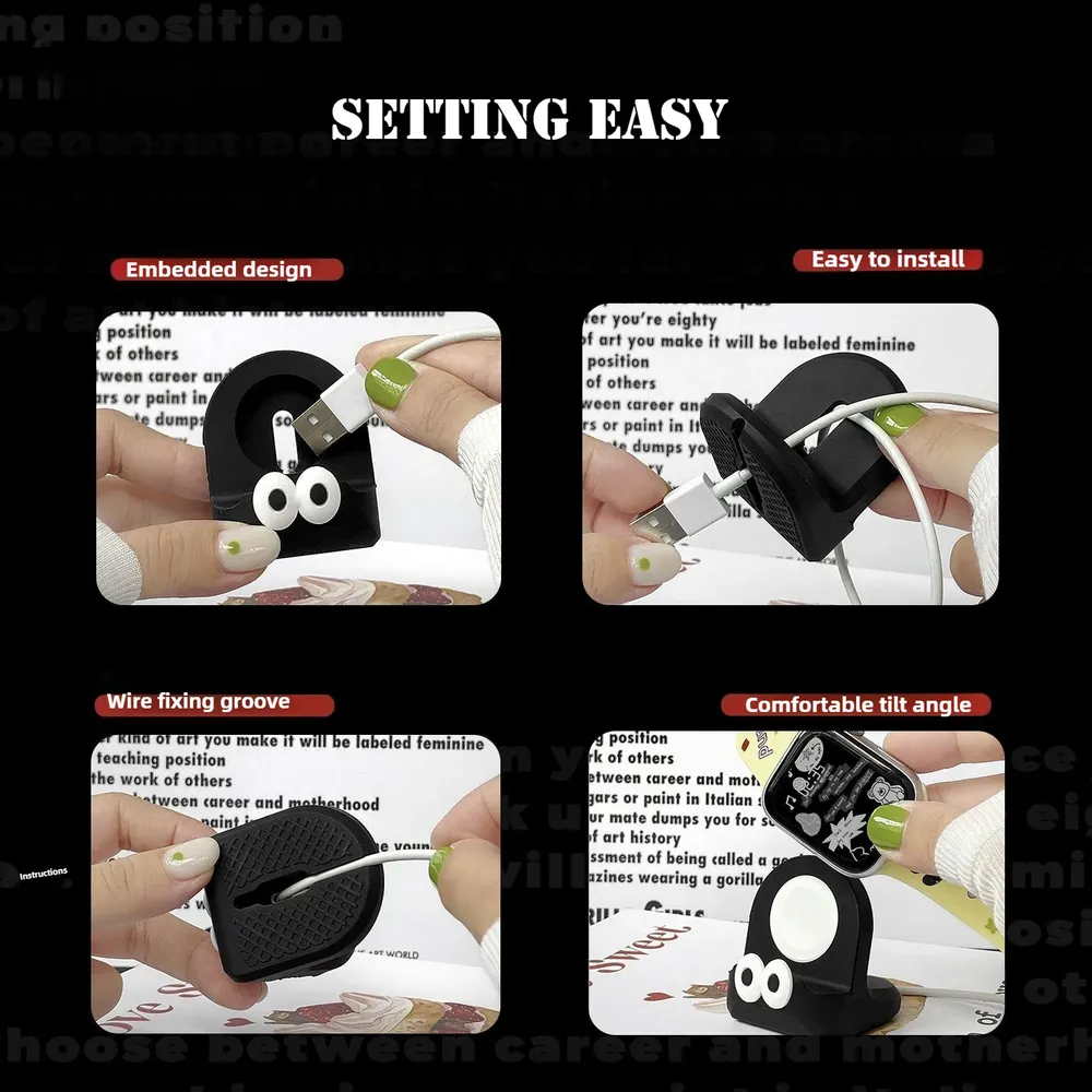 Support chargeur silicone mignon pour Apple Watch toutes séries