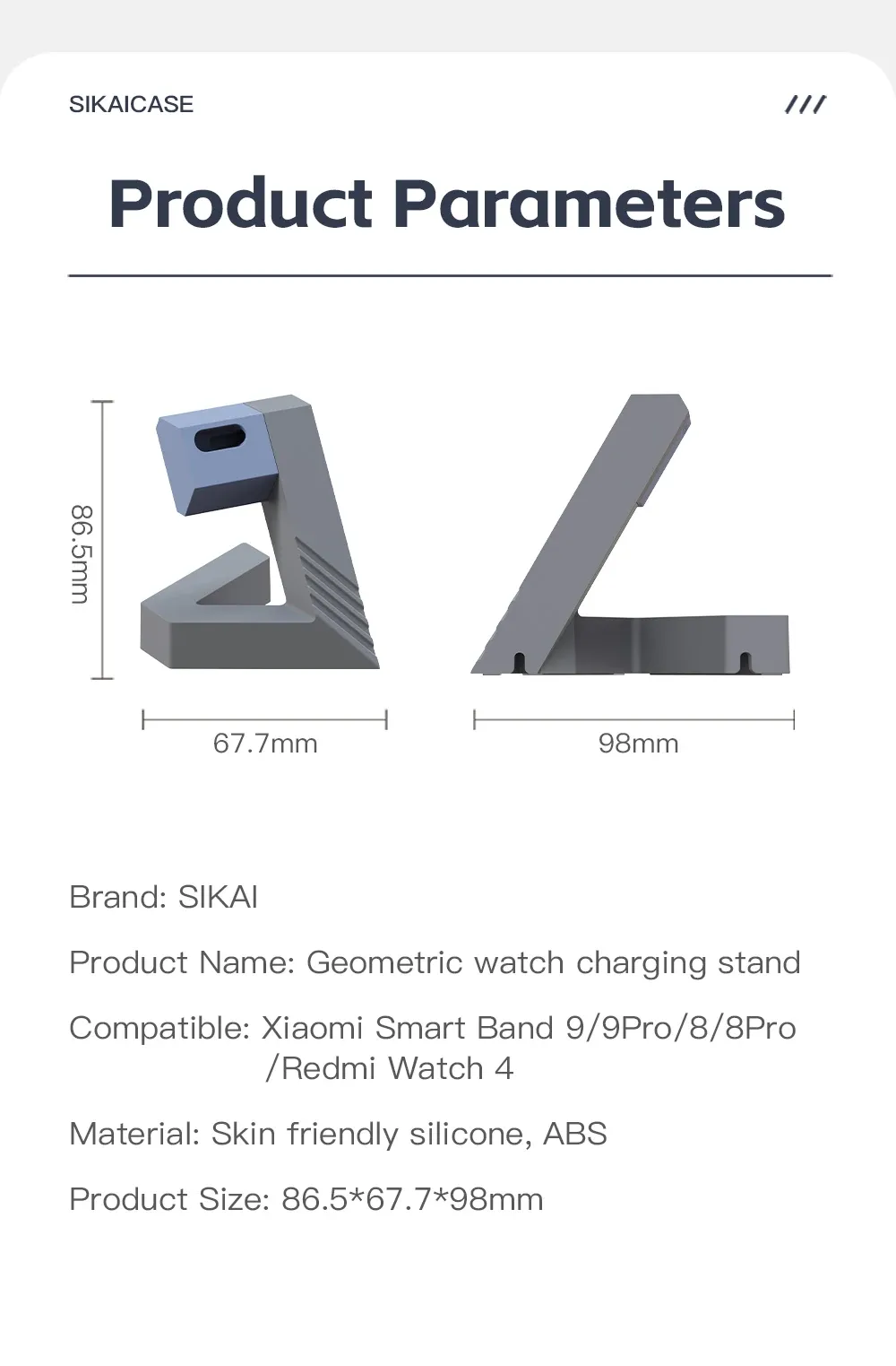 Support chargeur USB pour Xiaomi Band 8-10
