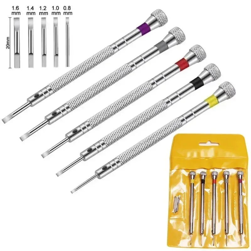 Tournevis acier 0,8 à 1,6 mm pour réparation montre
