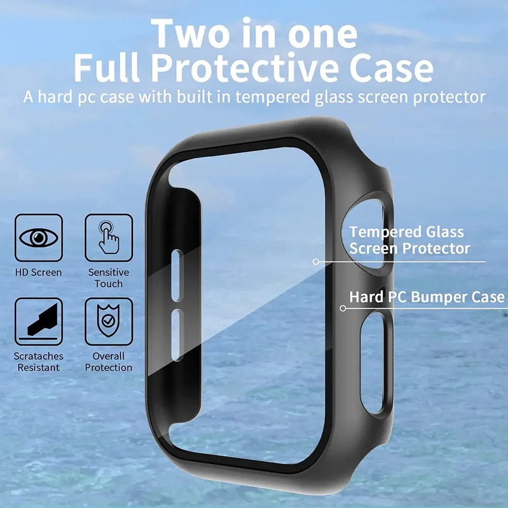 Verre trempé + coque pour Apple Watch 11/10/9/8/7/6/5/4