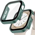 Verre trempé + coque pour Apple Watch 11/10/9/8/7/6/5/4 – Couleur matte 3 green