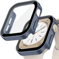Verre trempé + coque pour Apple Watch 11/10/9/8/7/6/5/4 – Couleur matte 4 blue