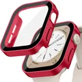 Verre trempé + coque pour Apple Watch 11/10/9/8/7/6/5/4 – Couleur matte 5 red